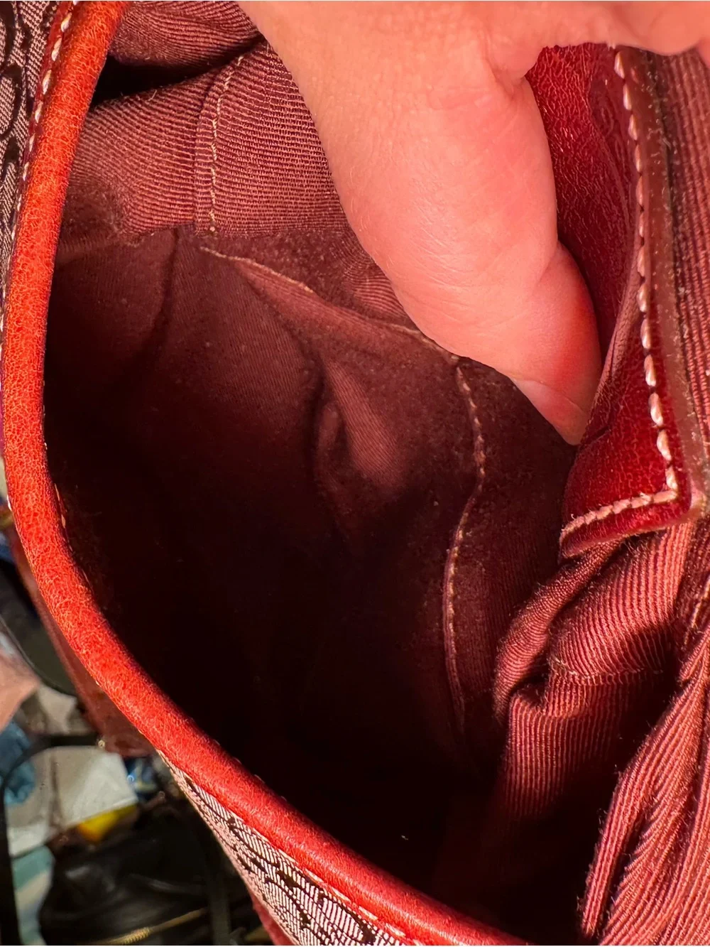 Coach Red Suede Signature Hobo Bag
